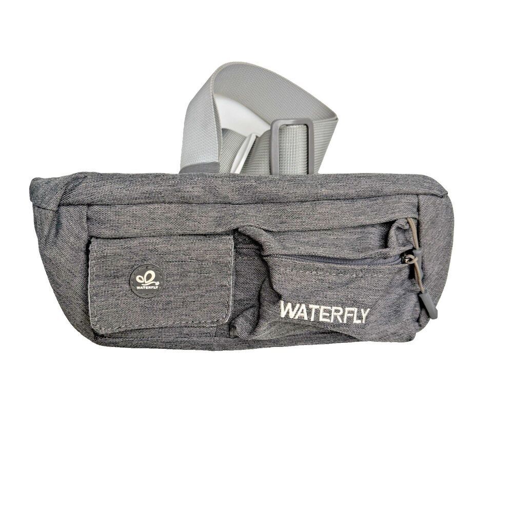 Waterfly Gray Slim Minimalist EDC Waist Pack Fanny Belt Sling Bag Hiking EUC